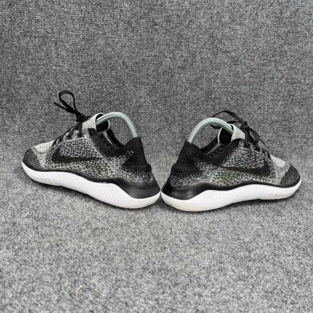 Nike Free Run Flyknit 2018 Running Shoes Women's Size 8 Black‎ White Athletic